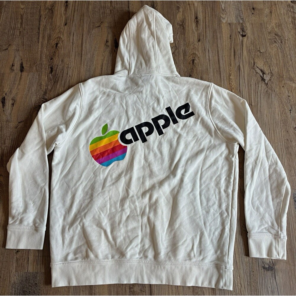 Official Apple Store Cupertino California Rainbow Logo Hoodie Size XL White